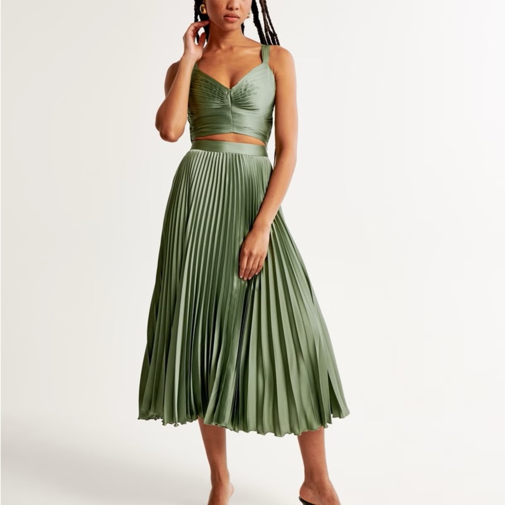 Abercrombie Satin Pleated Maxi Skirt